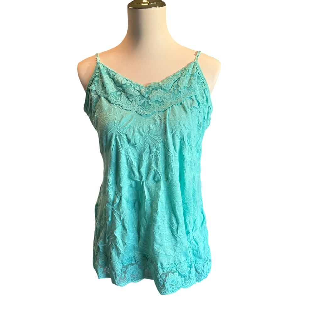Maurices Women's Mint Green Lace-Trim Camisole Tank Adjustable Strap Size 1